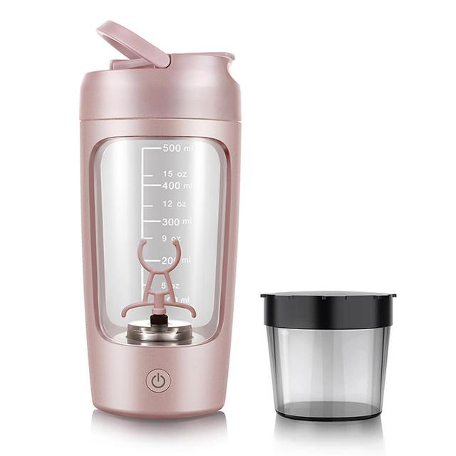 Fully Automatic Mixing Cup Portable Protein Powder Shaking Bottle Electric Protein Shaker Bottle Pink with Powder Box on Productcaster.