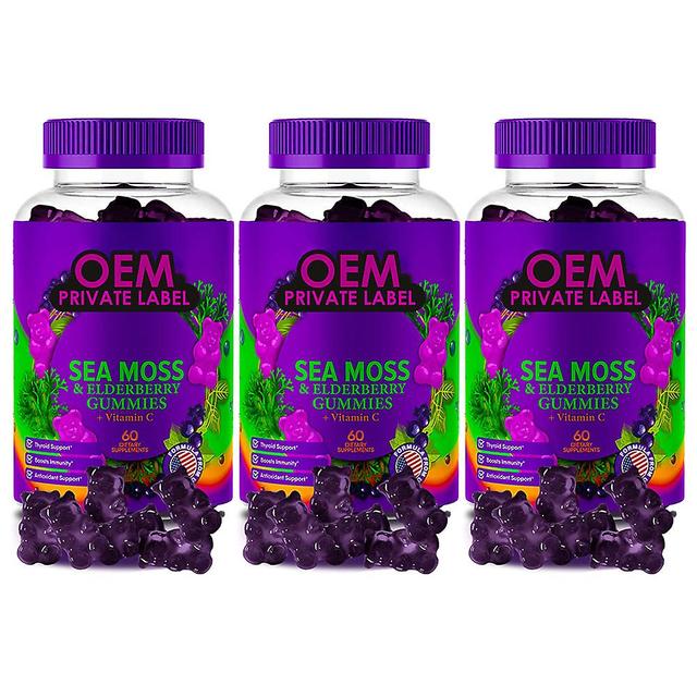 3 Pack Seaweed Gummies & Elder Berry - Witamina C + - Extra Boost Immune & Thyroid Support Gummy Bears For Kids & Adults - 60 Gummies on Productcaster.