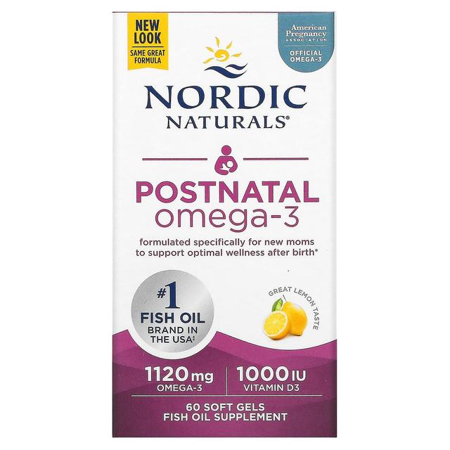 Nordic Naturals, Omega-3 pós-natal, Limão, 560 mg, 60 géis moles on Productcaster.