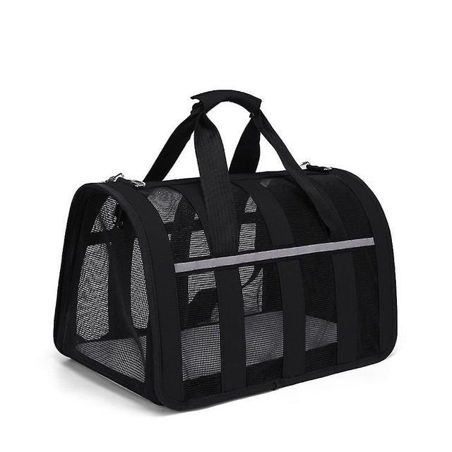 Scacv Pet Carrying Bag For Travel Portable Breathable Pet Carrier With Reflective Strip Matt Black Size L on Productcaster.