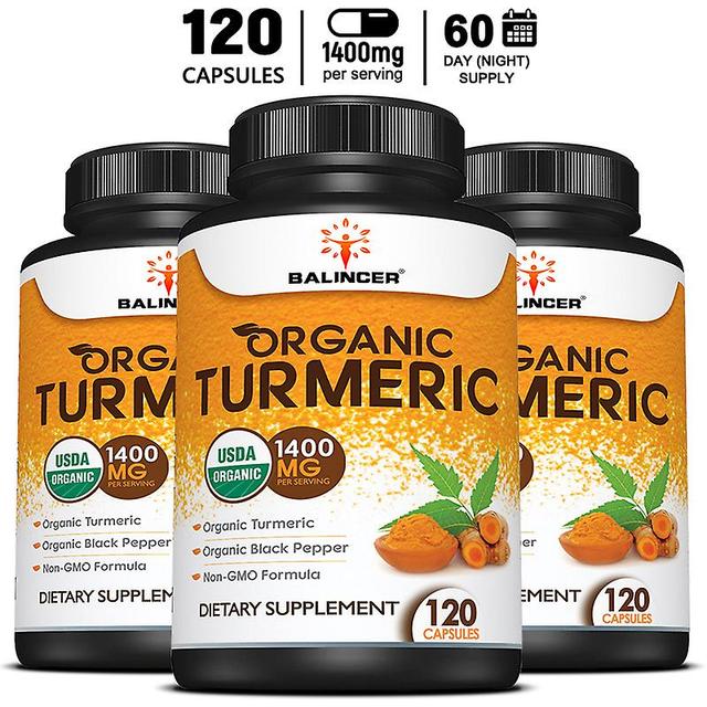 Vorallme Balincer Organic Turmeric Supplement - Turmeric & Black Pepper Supports Heart Health Aids Digestion & Brain Health 120count-3 bottle on Productcaster.