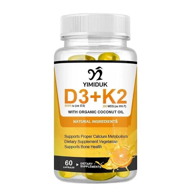 Visgaler Vitamin D3 K2 Capsules Mineral Supplement Support Heart Bone & Teeth Immune Health Super Absorb Anti-aging 1 Bottles 60 pcs on Productcaster.