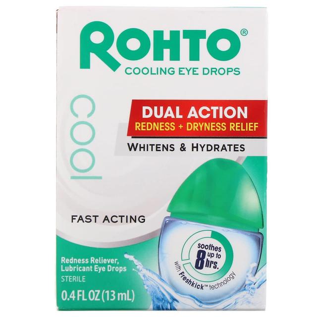 Rohto, Cooling Eye Drops, Dual Action Redness + Dryness Relief, 0.4 fl oz (13 ml) on Productcaster.