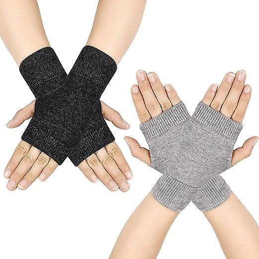 Dewenwils DWW-2pcs Gants Sans Doigts Demi Doigt Femme Gants Chauffants Extensible Gants Trikots Gants Chauds D'hiver Pour Femmes,hommes on Productcaster.