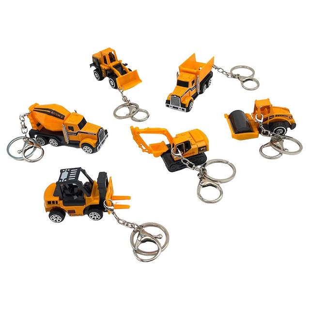 Mini Truck Keychain 1:64 Scale Construction Series Forklift Tractor Excavator Roller Alloy Model Dec on Productcaster.