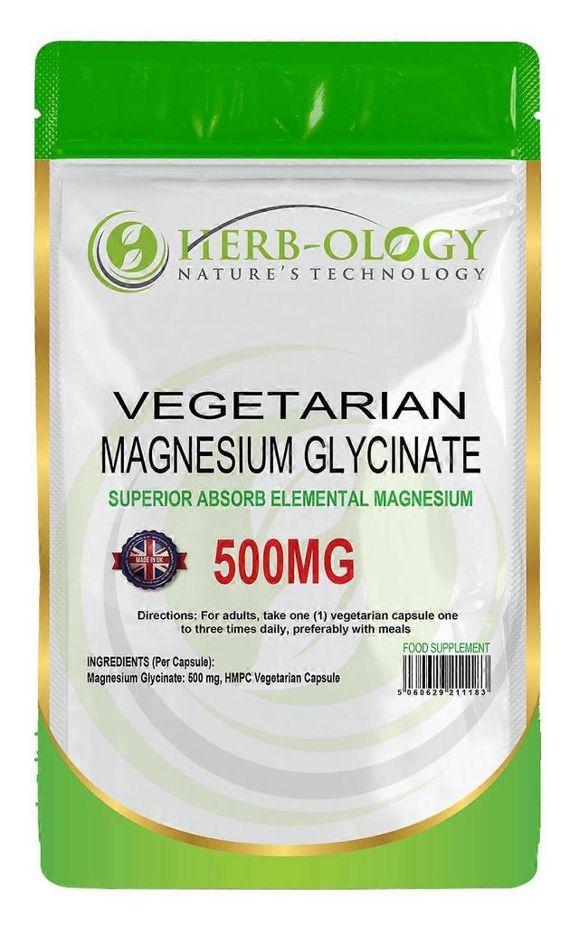 Herb-ology Cápsulas de glicinato de magnésio (500mg) 1 Pouch (90 Capsules) on Productcaster.