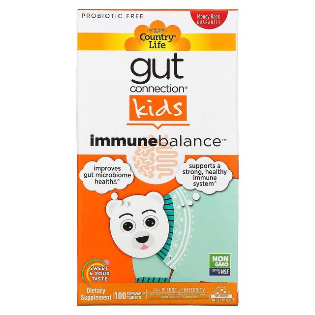 Country Life, Gut Connection Kids, Immune Balance, Sweet & Sour, 100 Chewable Tablets on Productcaster.