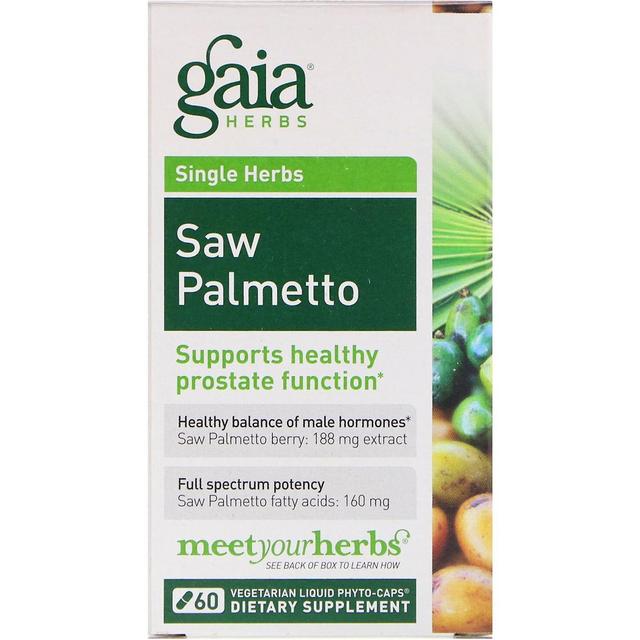 Gaia Herbs, Saw Palmetto, 60 Vegetarian Liquid Phyto-Caps on Productcaster.