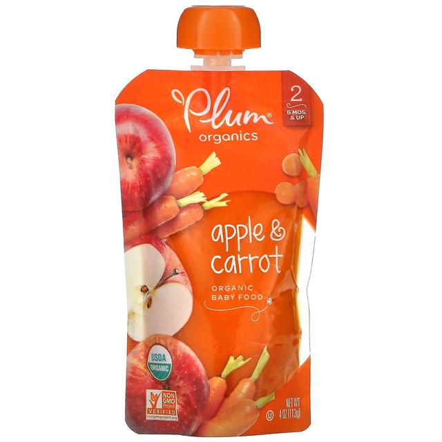 Plum Organics, Organic Baby Food, 6 Mos & Up, Apple & Carrot, 4 oz (113 g) on Productcaster.