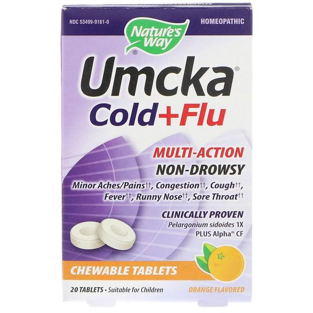 Nature's Way, Umcka, Cold+Flu, Orange, 20 Chewable Tablets on Productcaster.