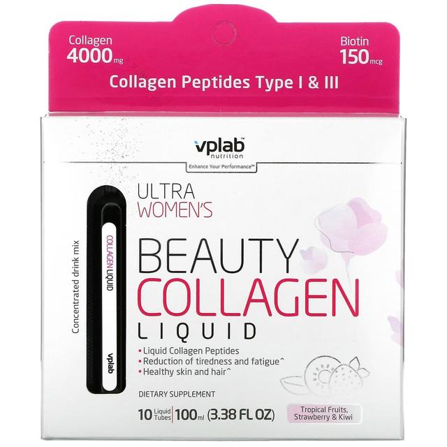 Vplab, Ultra Women's Beauty Collagen Liquid, Tropiska frukter, Jordgubbe & Kiwi, 4 000 mg, 10 Liqui on Productcaster.