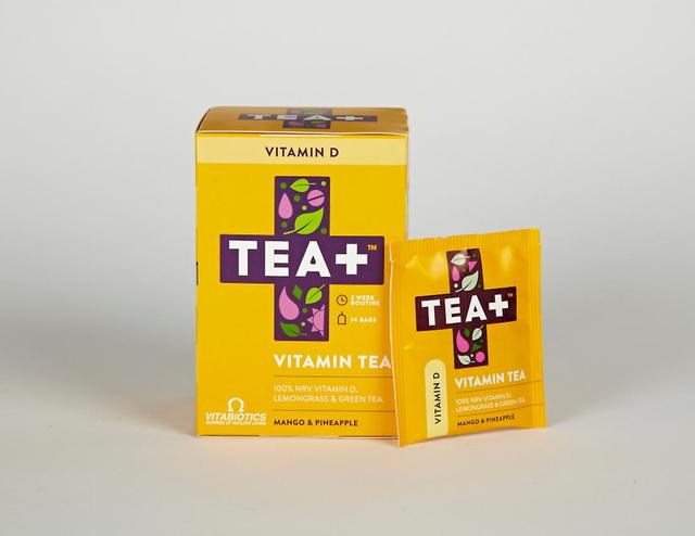 Tea+ (co-branded with Vitabiotics) Te+ (co-brandet med vitabiotics) te+ vitamin te vitamin d mango & ananas on Productcaster.