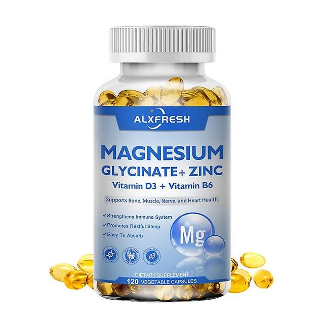 Eccpp Alxfresh Magnesium Glycinate & Zinc 500mg Supplement For Supports Muscle, Joint, And Heart Healtht - 120 Vegan Capsules 1X Bottle 120pcs on Productcaster.