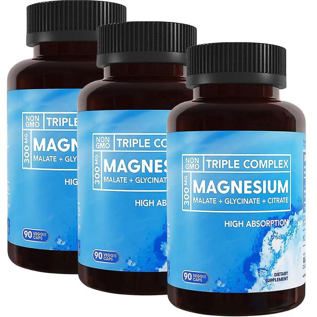 NAILAO 1-pack High Absorption Triple Magnesium | Magnesium Glycinate For Nerves, Magnesium Malate For Energy, Magnesium Supplement Supports He 3PCS on Productcaster.