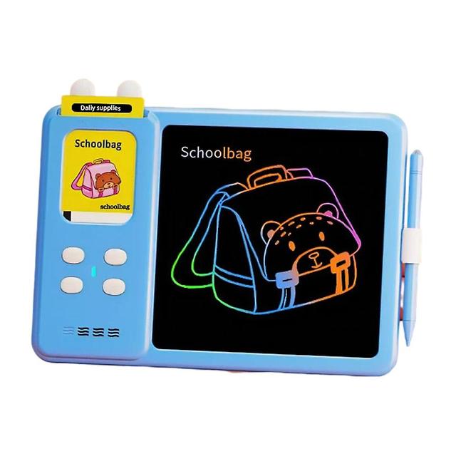 Plug-in Type Lcd Graffitis Tablet Set Enlightenment Children's Educational Toy Board 2 In 1 Learning Cards Blue on Productcaster.