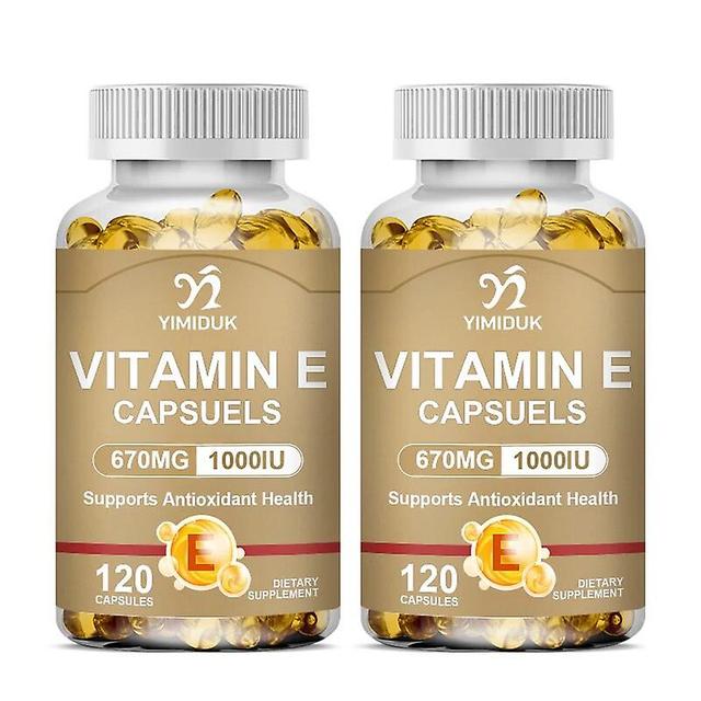 Visgaler Vitamin E Capsule Antioxidant Anti-aging Whitening Beauty Skin Improves Texture Firming Skin Delays Aging 2 Bottles 120pcs on Productcaster.