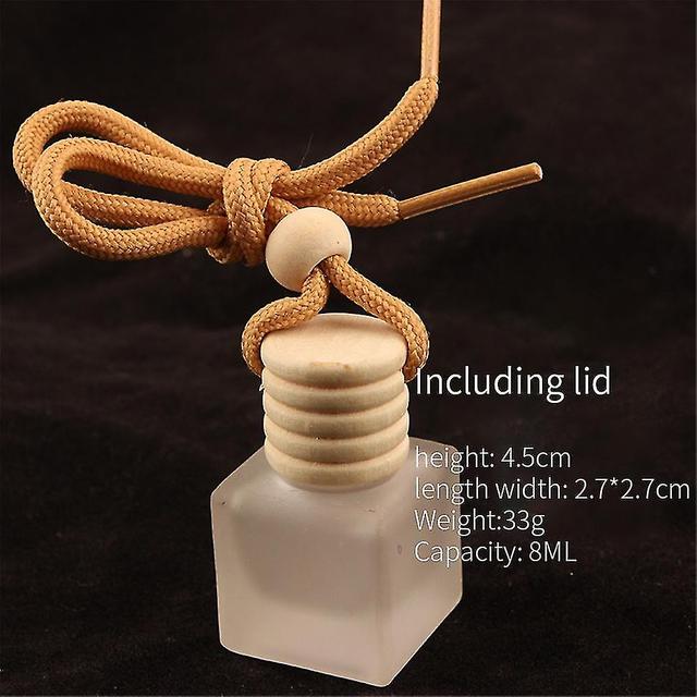 1pc Car 8ml Hanging Empty Glass Perfume Bottles Pendant Car Ornament Auto Kuolu Shop flat square frosted Cap Lace Rope on Productcaster.