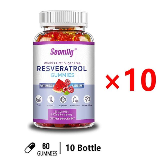 Visgaler Resveratrol Gummies - 1500 Mg, Supports Digestive & Immune Health - Antioxidant Support Antiaging Heart & Brain Health 10 bottle on Productcaster.