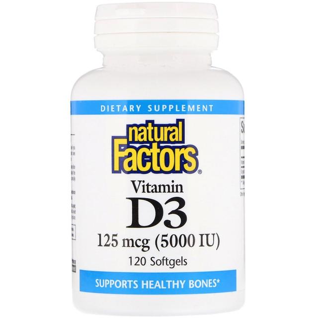 Natural Factors Natürliche Faktoren, Vitamin D3, 125 mcg 5.000 I.E., 120 Softgele on Productcaster.