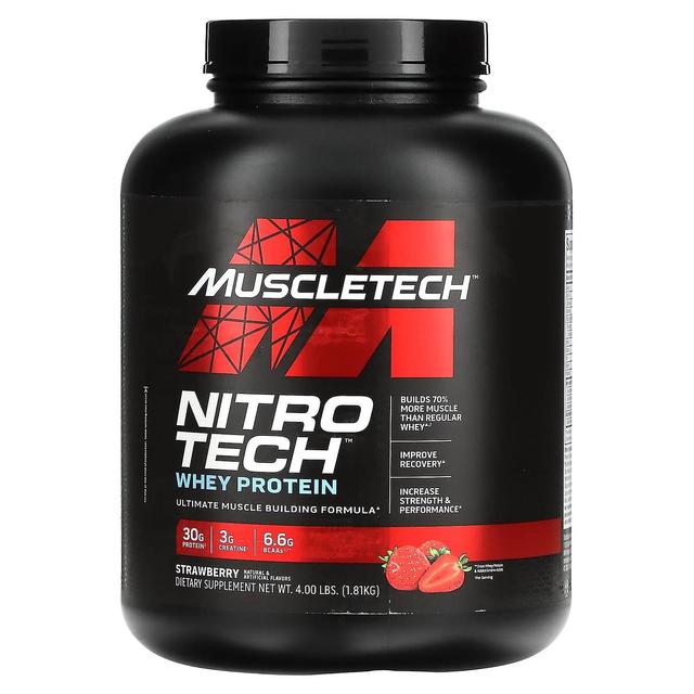 MuscleTech, Nitro Tech, Whey Protein, Strawberry, 4 lbs (1.81 kg) on Productcaster.