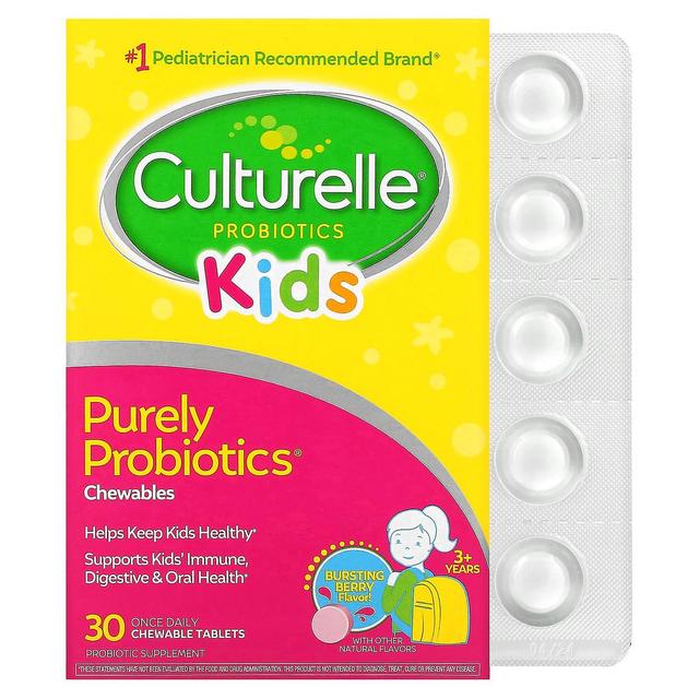 Culturelle, Kids, Purely Probiotics Chewables, 3+ Years, Bursting Berry , 30 Chewable Tablets on Productcaster.