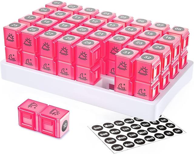 30 dagen pil organisator maandelijkse, draagbare een maand pill box cases voor vitamines, visolie, supplementen en Medica Roze on Productcaster.