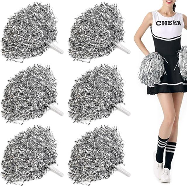 Dewenwils Dww-6 kpl Cheer Leader Poms Boule d'Acclamations(Argent) Mtallique Brillante Pompons Main Fleurs Bandes Pom d'Encouragement de l'esprit C... on Productcaster.