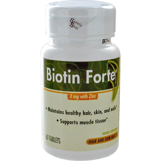 Enzymatic Therapy, Biotin Forte with Zinc, 3 mg, 60 Tablets on Productcaster.