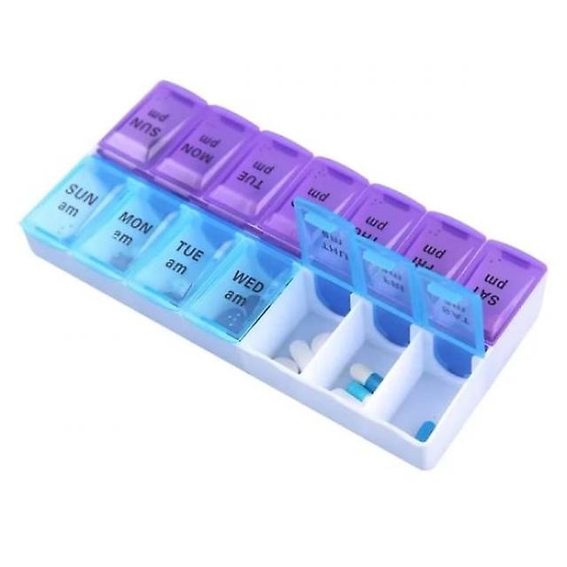 Practical medical tablet box with 14 compartments L on Productcaster.