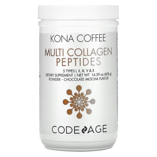 Codeage, Kona-kahvi, monikollageenipeptidit, 5 tyyppiä I, II, III, V, X, suklaamokka, 14,39 unssia ( on Productcaster.