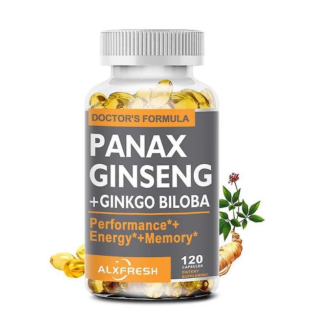 Färsk röd ginseng + Ginkgo + Ashwagandha för energi, styrka, fokus, minne och mental prestationhuamade huamade 1X flaska 60pcs on Productcaster.