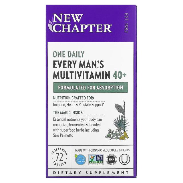 New Chapter Nieuw hoofdstuk, Every Man's One Daily 40+ multivitamine, 72 vegetarische tabletten on Productcaster.