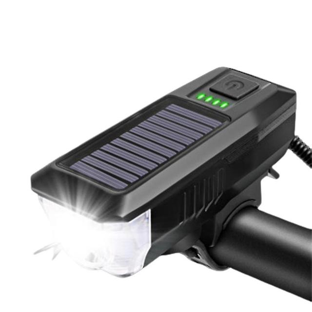 Scacv Solar-Fahrrad-Alarm-Taschenlampe USB-Aufladung Wasserdichte Fahrradhupenlampe für Nachtfahrten Schwarz on Productcaster.