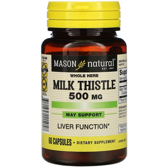 Mason Natural, Pełne zioło ostropestu plamistego, 500 mg, 60 Kapsułki on Productcaster.