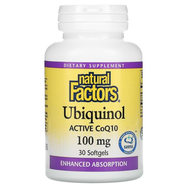 Natural Factors Naturlige faktorer, Ubiquinol, Aktiv Q10, 100 mg, 30 Softgels on Productcaster.