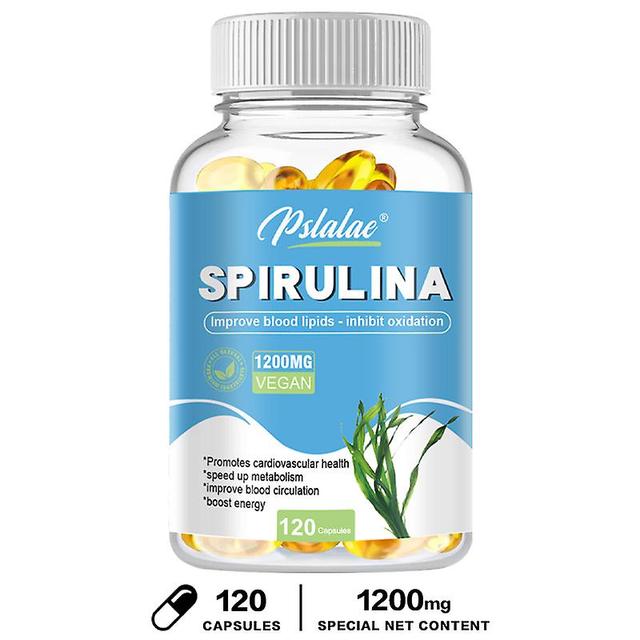 Vorallme Spirulina vegetariánske kapsuly s maximálnou silou - 1200 mg, posilňujú energiu imunitného systému 120 kapsúl, bezlepkové bez GMO 120 Caps... on Productcaster.