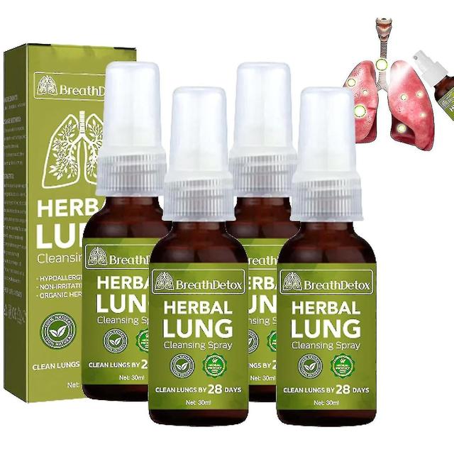 4pcs Breathdetox Herbal Lung Cleansing Spray, Herbal Lung Cleanse Mist - Kraftvolle Lungenunterstützung on Productcaster.