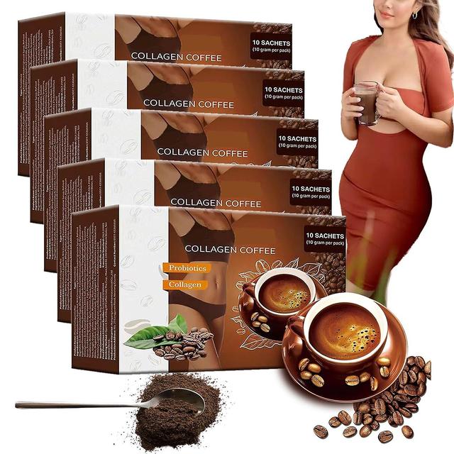 Coffee Collagen, Instant Collagen Coffee Powder Supports Energy, Collagen Coffee Supplement Instant Coffee Mix Metabolism Booster 5pcs - 500g on Productcaster.