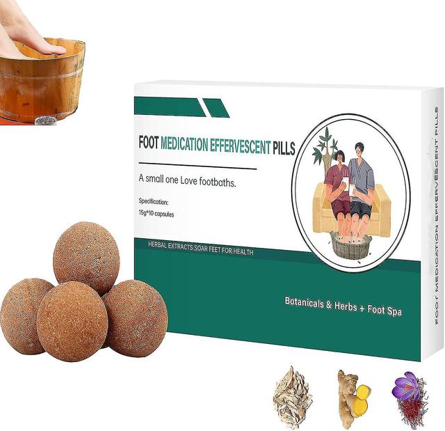 Fotmedicinering brusande piller, eterisk olja fotbad brusande tabletter, växtbaserade Body Detox Foot Soak, fotbad Relax Massage-y 10pcs on Productcaster.