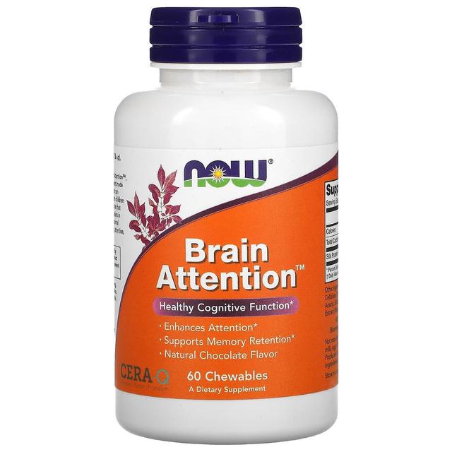 NOW Foods, Brain Attention, Natural Chocolate Flavor, 60 Chewables on Productcaster.