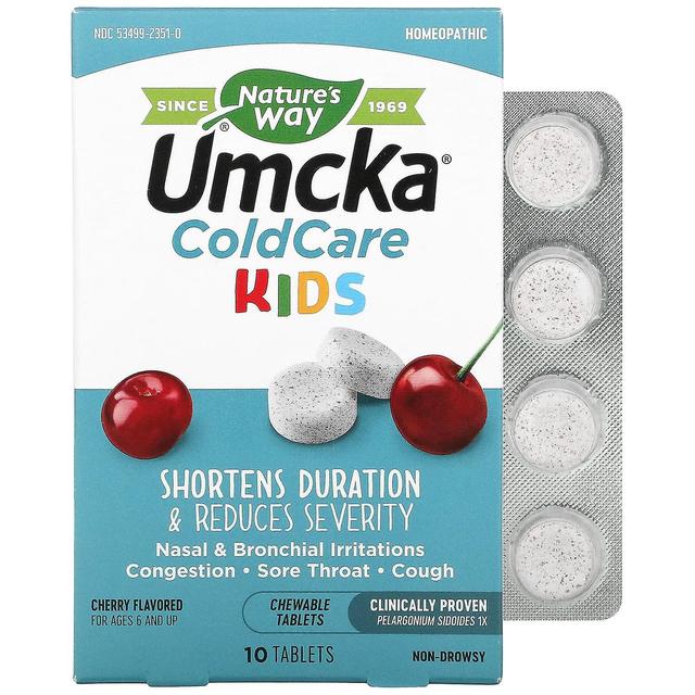 Nature's Way, Umcka, ColdCare Kids, For Ages 6 and Up, Cherry , 10 Chewable Tablets on Productcaster.