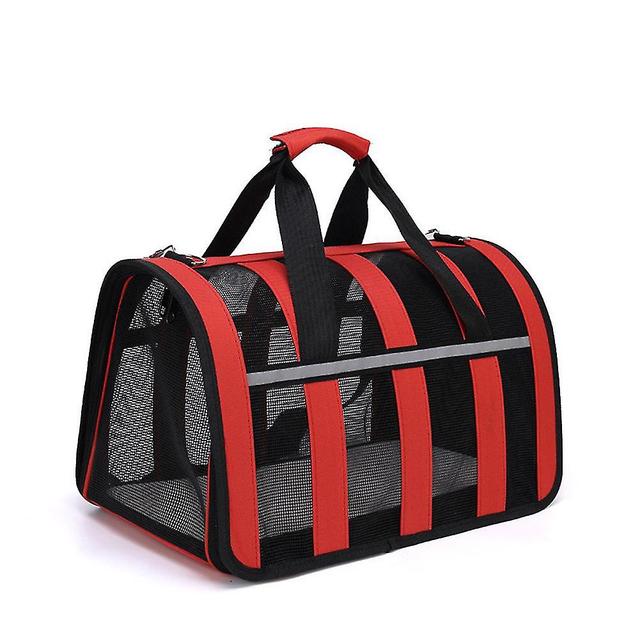 Scacv Pet bæreveske For Travel Bærbar pustende Pet Carrier med reflekterende stripe Sjarmerende rød Size L on Productcaster.