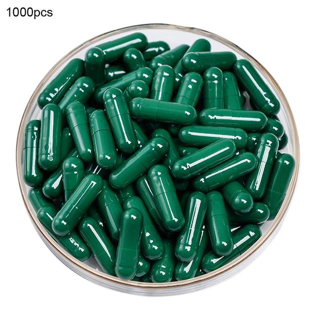 Chicmine 1000Pcs Transparent Hollow Gelatin Empty Separated Medical Powder Capsule Shells Dark Green on Productcaster.