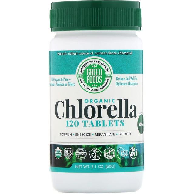 Green Foods Zielona żywność, Chlorella organiczna, 500 mg, 120 tabletek on Productcaster.