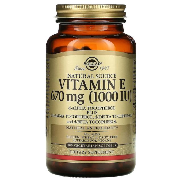 Solgar, Naturally Sourced Vitamin E, 670 mg (1,000 IU), 100 Vegetarian Softgels on Productcaster.