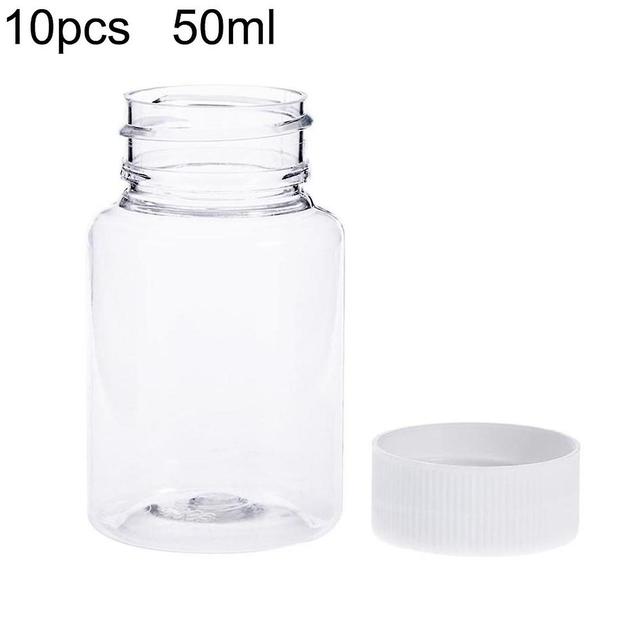 Sinknap 10pcs 50ml Chemical Bottle Clear Waterproof Plastic Pill Bottles Cap For Chemical Liquid Cream Pill Transparent on Productcaster.