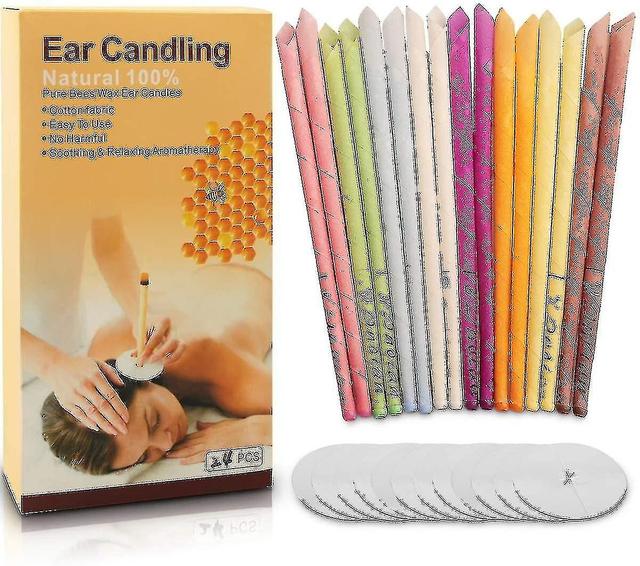 24pcs Natural Ear Candles,beeswax Hollow Cone Candling Non-toxic on Productcaster.