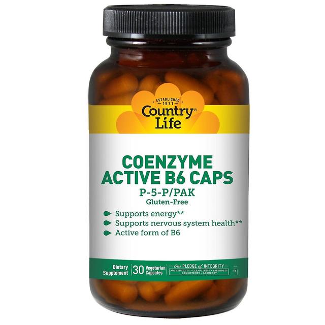 Country Life Vita di campagna, Coenzyme Active B6 Caps, P-5-P/PAK, 30 Capsule Vegetariane on Productcaster.