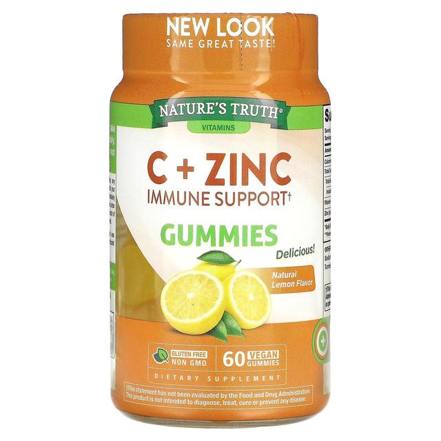 Nature's Truth, C + Zinc, Immune Support, Natural Lemon, 60 Vegan Gummies on Productcaster.