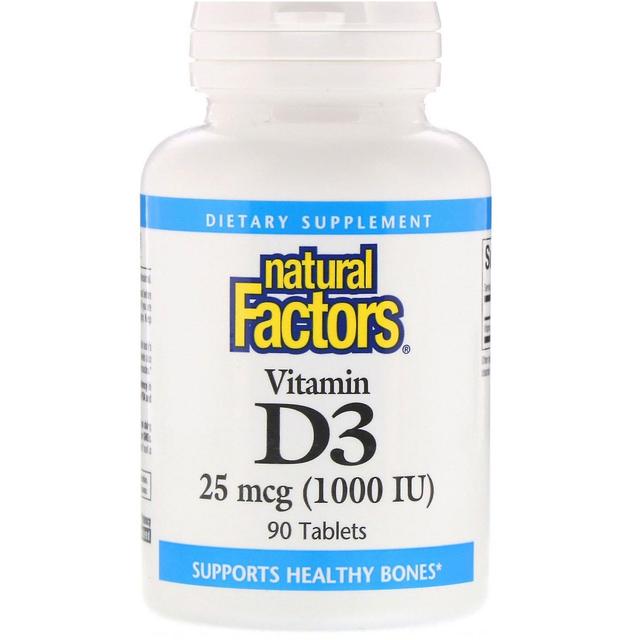 Natural Factors Natuurlijke factoren, vitamine D3, 25 mcg (1.000 IE), 90 tabletten on Productcaster.